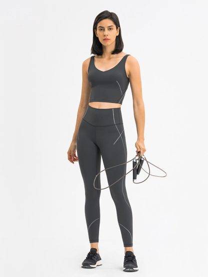 Plain gym wear custom sports bra and leggings set - Image 3