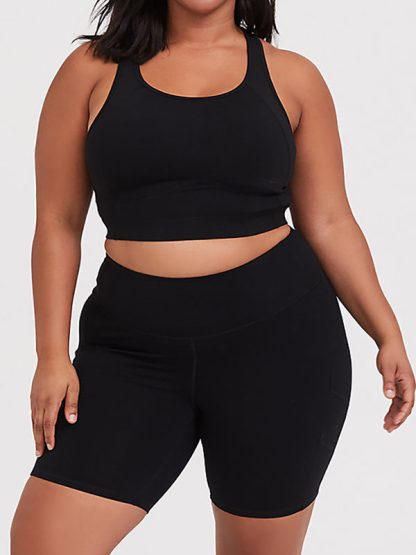 Plus size activewear sets custom tank style sports bra and shorts set
