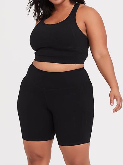 Plus size activewear sets custom tank style sports bra and shorts set - Image 4