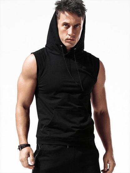 Slouchy off the shoulder Sweatshirt Custom Sleeveless Hooded White and Black Tank tops - Image 2