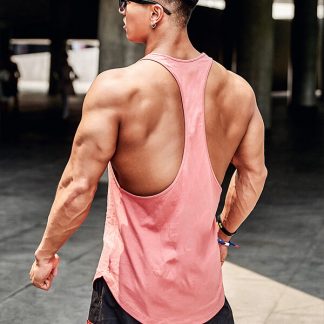 Spandex workout tank tops custom mens sleeveless pink top OEM manufacture