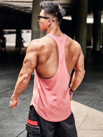 Spandex workout tank tops custom mens sleeveless pink top OEM manufacture