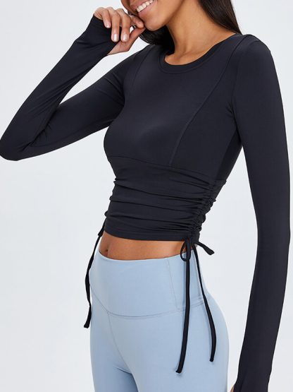 Sports t shirt custom designs folds long sleeve yoga wear - Image 5