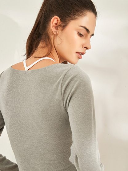 Sports t shirt manufacturers v neck pit strip yoga wear - Image 3