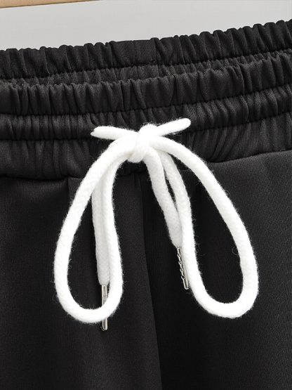 Stripe track pants custom with zipper black jogger pants - Image 2