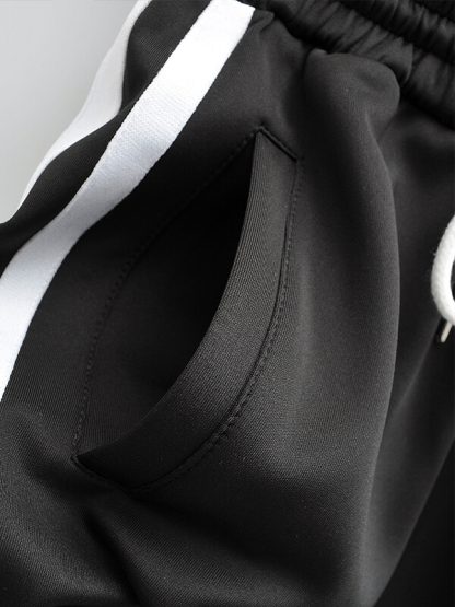 Stripe track pants custom with zipper black jogger pants - Image 3
