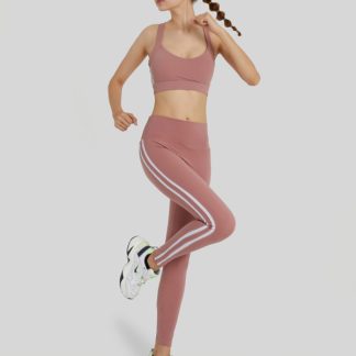 Activewear apparel manufacturers striped sports leggings and bra