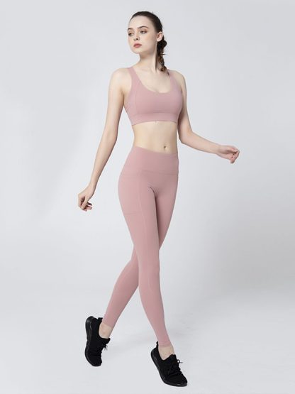 Supplex activewear custom cross strap sports bra leggings set
