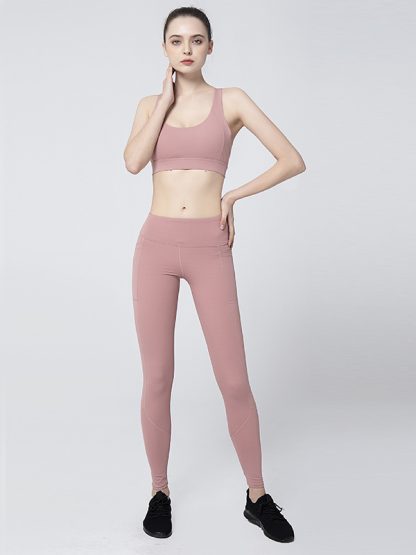 Supplex activewear custom cross strap sports bra leggings set - Image 3