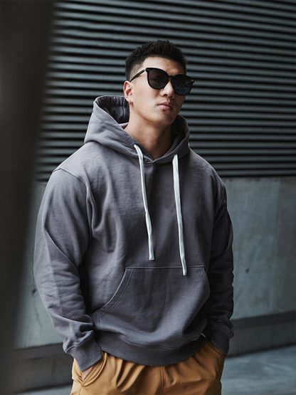Tall hooded sweatshirts custom loose gray printed top