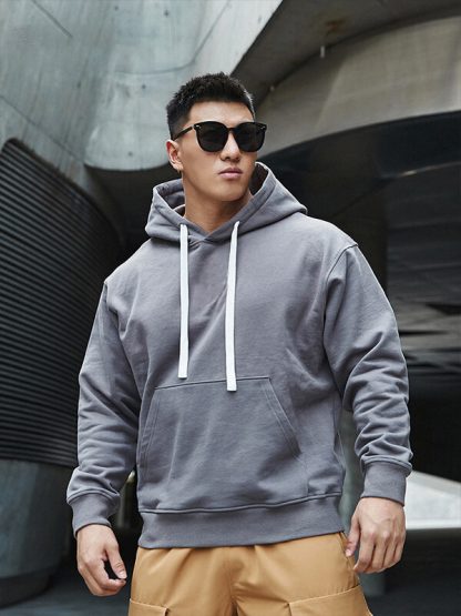 Tall hooded sweatshirts custom loose gray printed top - Image 2