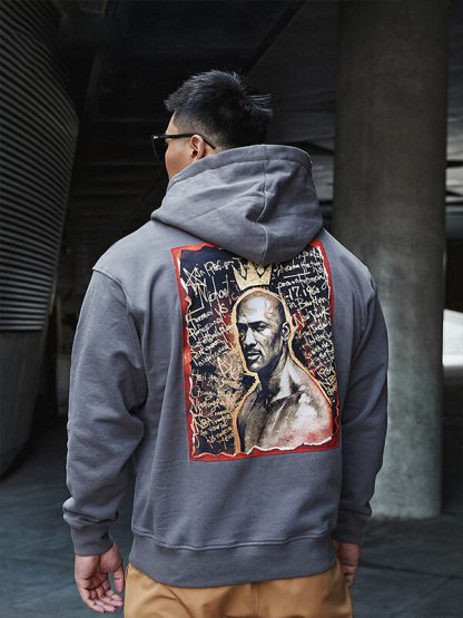 Tall hooded sweatshirts custom loose gray printed top - Image 4