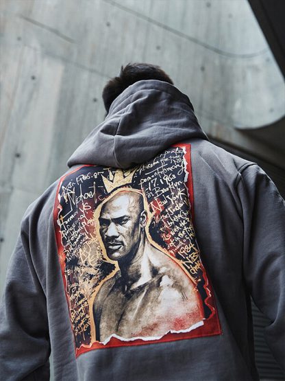 Tall hooded sweatshirts custom loose gray printed top - Image 5