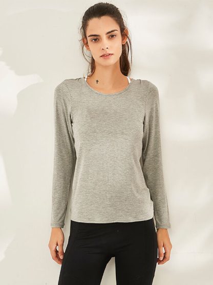 Vintage sports t shirts custom modal long sleeve yoga wear - Image 2