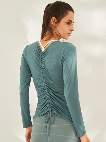 Vintage sports t shirts custom modal long sleeve yoga wear - Image 4