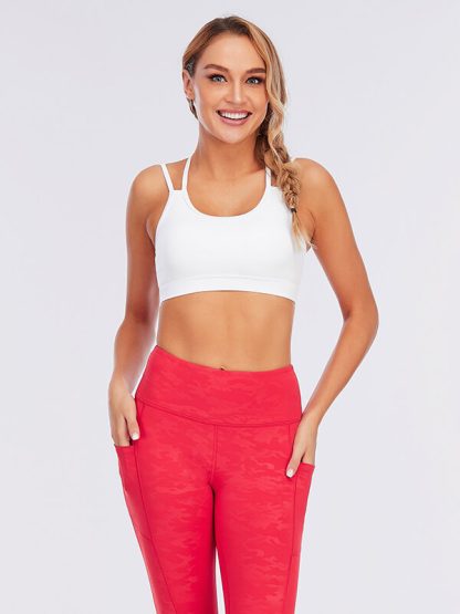 White sports bra wholesale beauty back shockproof yoga bra