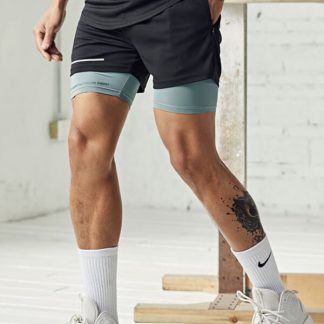 Wholesale athletic shorts side slit hit color mens running shorts