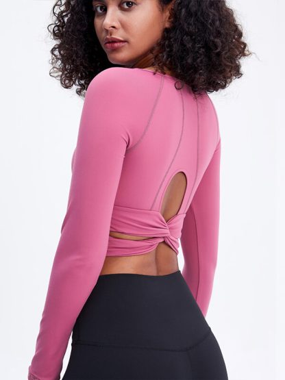 Wholesale gym t shirt crop sportswear raglan sleeves crop yoga wear - Image 4
