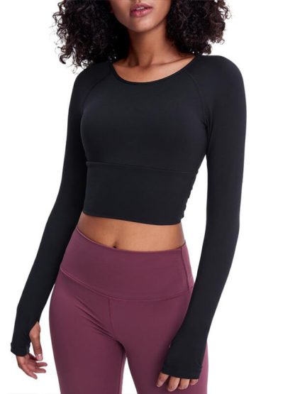 Wholesale gym t shirt crop sportswear raglan sleeves crop yoga wear - Image 5