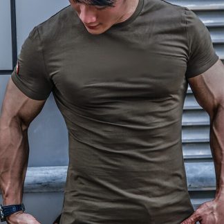 Wholesale men gym wear? green round neck sports t shirts