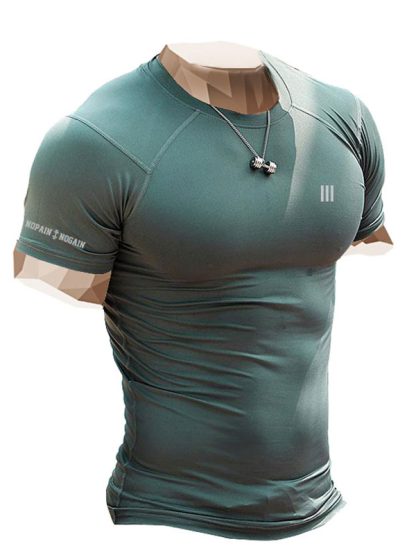 Wholesale men gym t shirts logo printing sports spandex top - Image 5