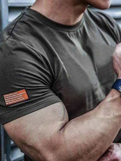 Wholesale men gym wear? green round neck sports t shirts - Image 5