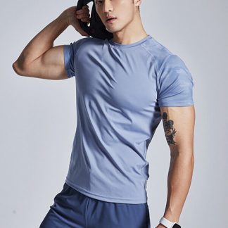 Wholesale printed stitching gym t shirts quick-drying sports top