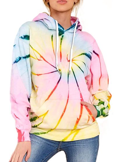 wholesale tie dye sports hoodie women's long sleeve pullover top - Image 3