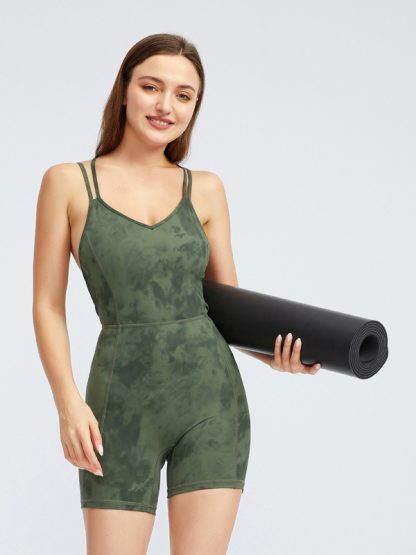 Activewear jumpsuit custom sexy open back printed yoga clothes - Image 4