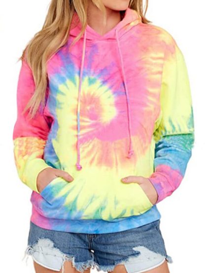 wholesale tie dye sports hoodie women's long sleeve pullover top - Image 5