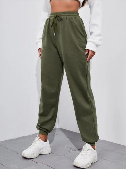 Women plain track pants custom branded cotton jogger pants