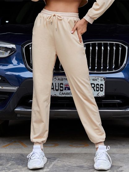Women plain track pants custom branded cotton jogger pants - Image 4