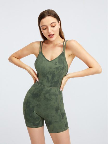 Activewear jumpsuit custom sexy open back printed yoga clothes - Image 6