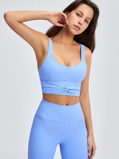 Private label activewear manufacturer ribbed sports bra leggings