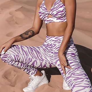 Activewear garment manufacturing China zebra stripe sets