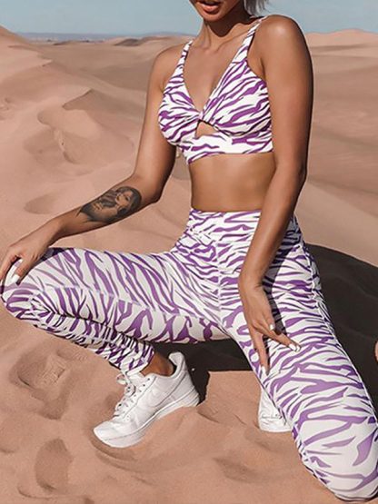 Activewear garment manufacturing China zebra stripe sets