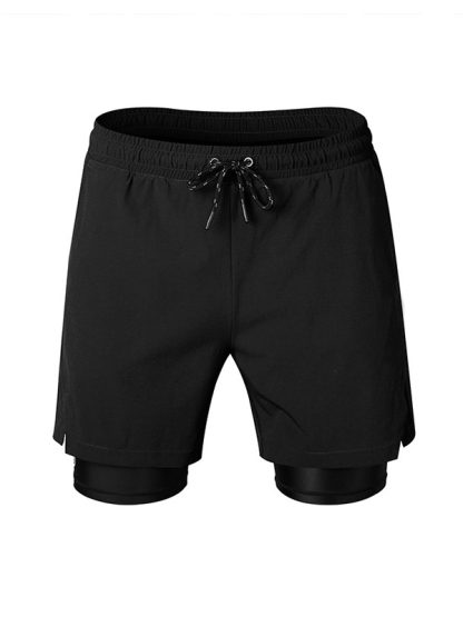 Cotton gym shorts wholesale men's quick-dry two layers track shorts - Image 2