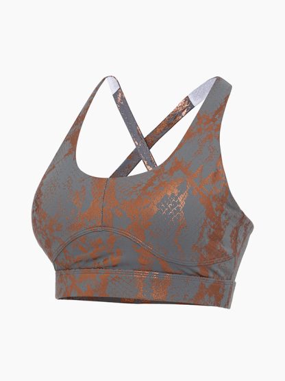 Custom activewear clothing women black metallic sports bra sets - Image 6