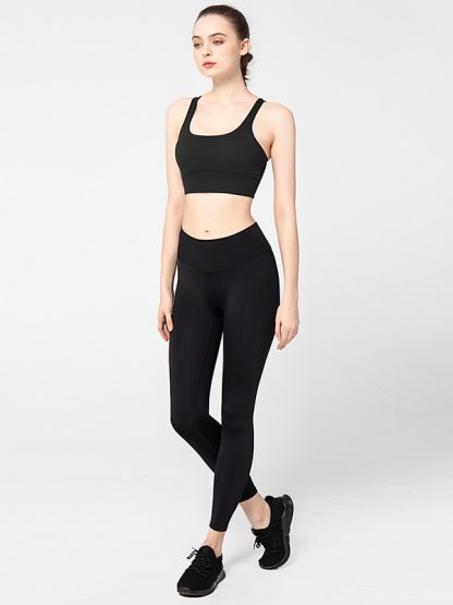 Custom Activewear Leggings And Strappy Nylon Sports bra Sets - Image 2