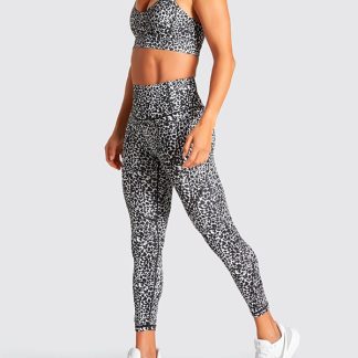 Custom activewear no minimum leopard print strappy sports bra