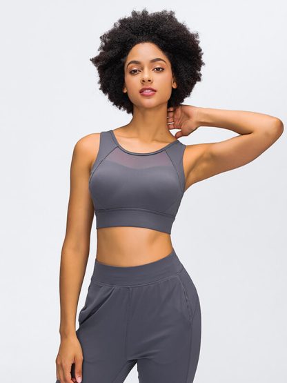 Custom adjustable sports bra mesh splicing high impact bra