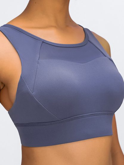 Custom adjustable sports bra mesh splicing high impact bra - Image 3