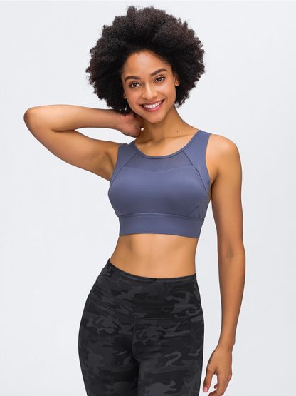 Custom adjustable sports bra mesh splicing high impact bra - Image 5