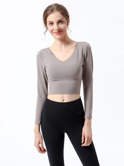 Custom athletic fit t-shirts beautiful back yoga wear - Image 4