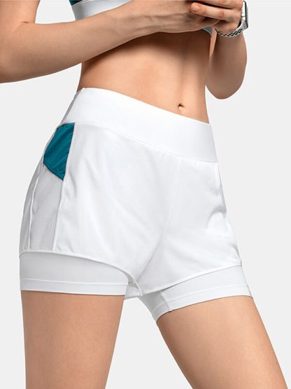 Custom athletic shorts with pockets women's white running shorts - Image 2