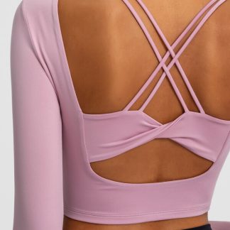 Custom athletic t shirts back sexy long-sleeved yoga wear