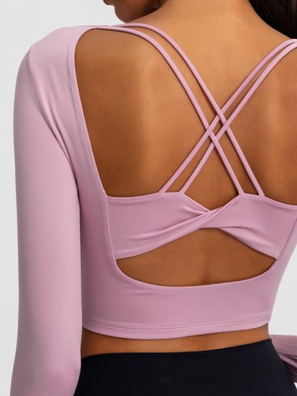 Custom athletic t shirts back sexy long-sleeved yoga wear