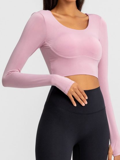 Custom athletic t shirts back sexy long-sleeved yoga wear - Image 2
