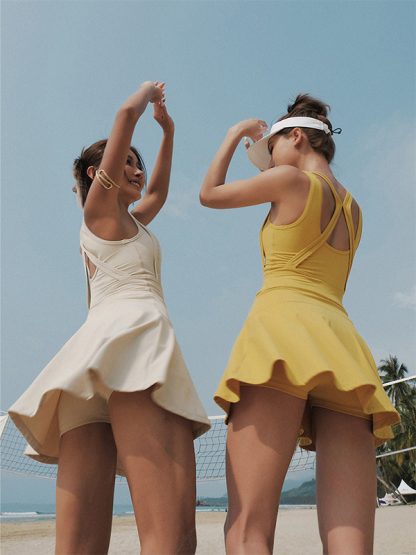 Custom beautiful back tennis dress short running fitness short dress - Image 2