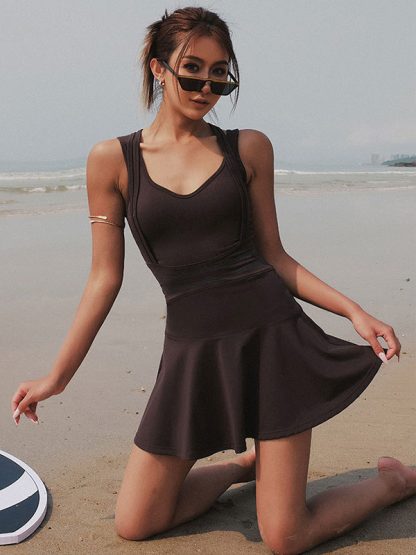 Custom beautiful back tennis dress short running fitness short dress - Image 5